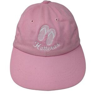 Hatteras Slideback Hat Pink OS Adjustable Embroidered Vented Holes 6 Panel